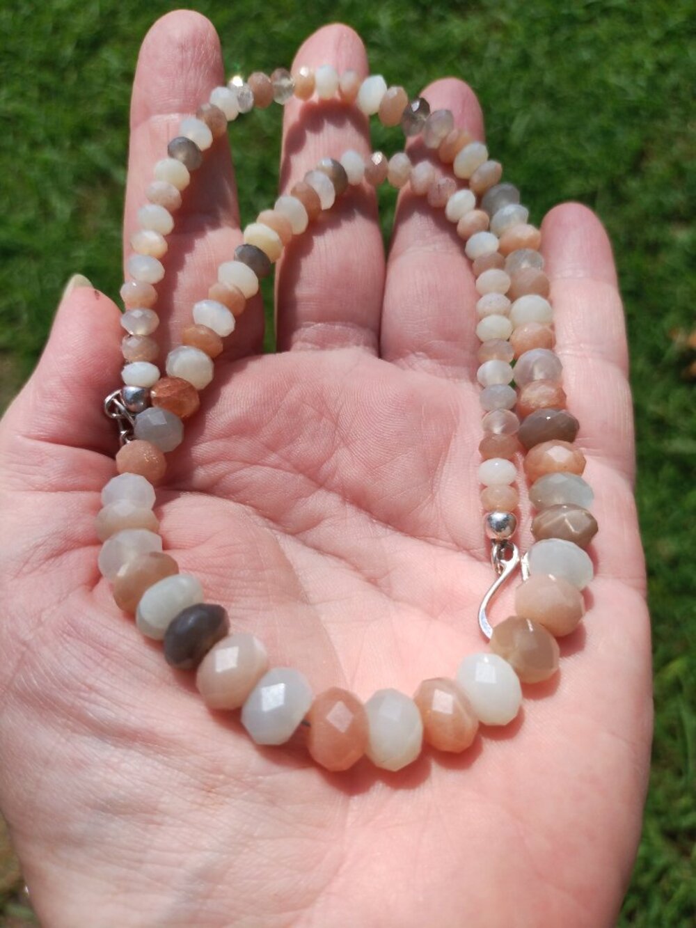 Jay King DTR multi colored faceted Moonstone necklace 925 Sterling Silver